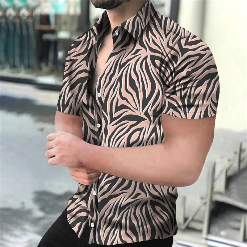 mens leopard dress shirt Leopard Short Sleeve Men Button Down Shirt, Animal Cheetah Print Casual Buttoned Up Summer Dress Shirt Collared Big Tall Plus Size Male M