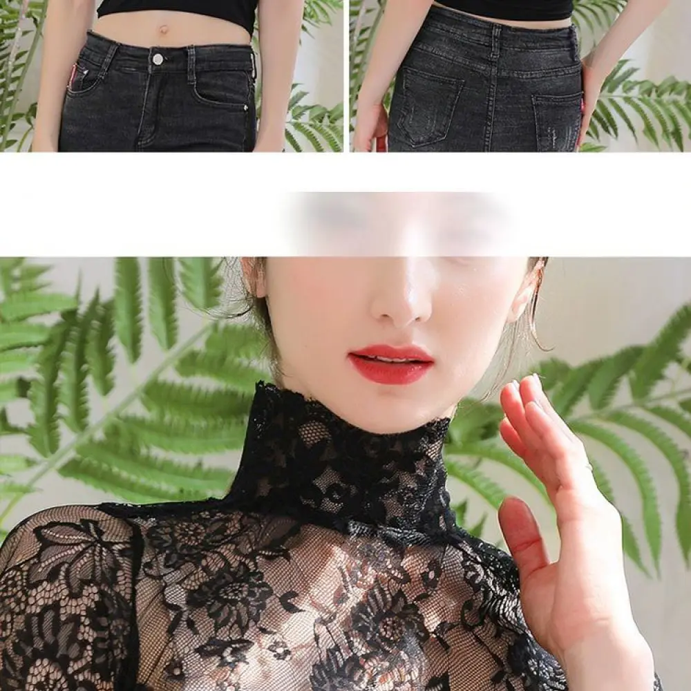 Delicate Lace Mock Neck Detachable Collar Women Decorative Fake Collar Fashion Versatile Accessory For Daily Sweater Dress