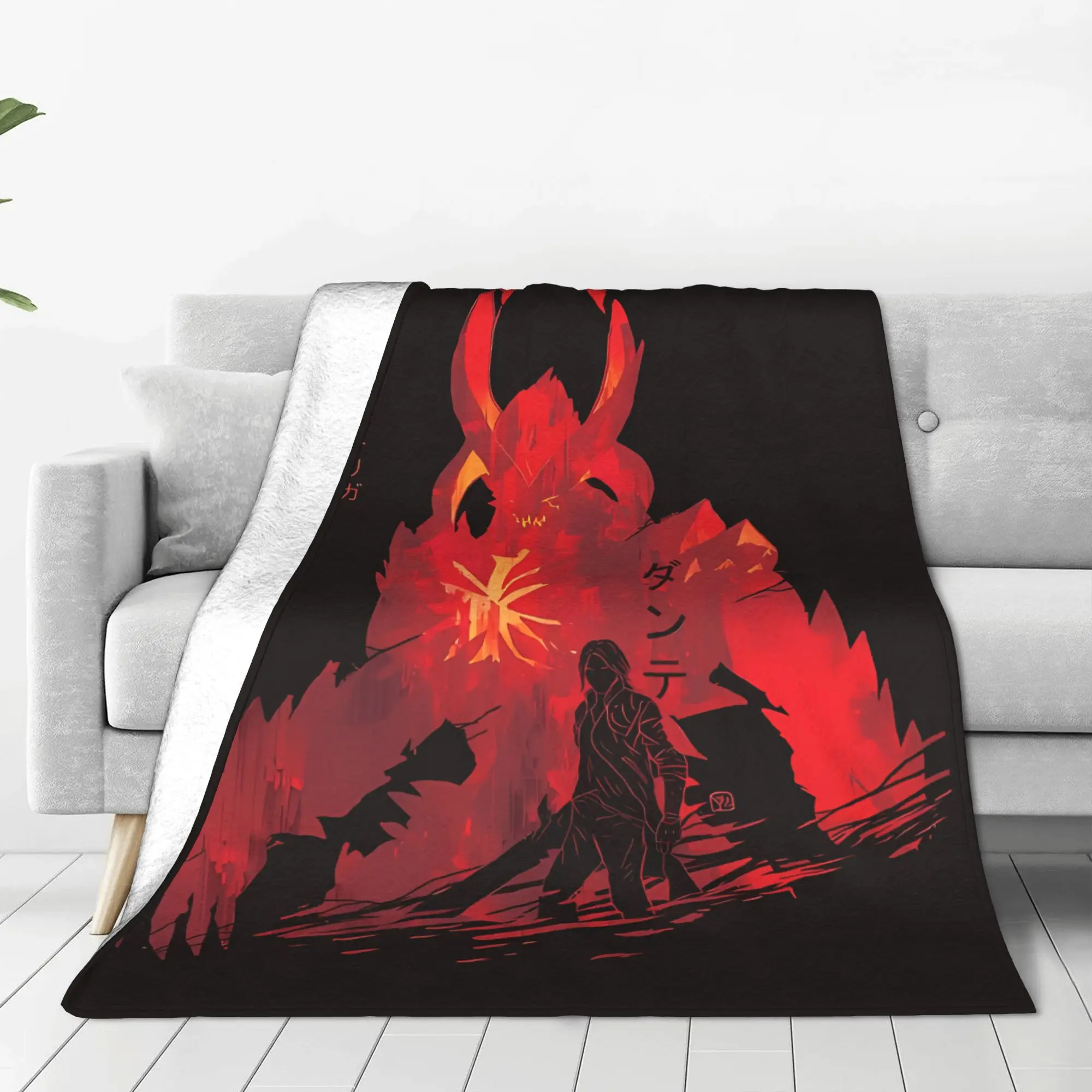 1PC Home Cutecore Giant Red Demon D-Devil May Cry Blanket Super Cosy Plush Home Living Room Sofa Halloween