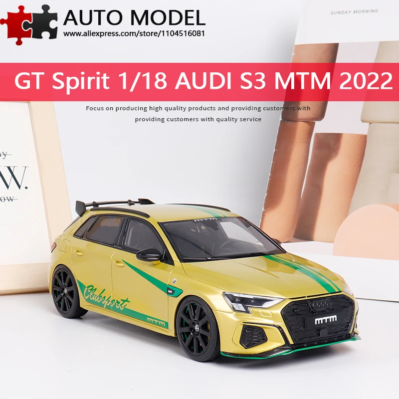 

2022 Audi S3 Mtm Clubsport Modified Car Die-Cast Resin Scale Model with Base Gt Spirit 1:18 Simulation Car Model Limited Edition Collectible Ornament Decoration Adult Toy Boy's Birthday Gift