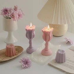 DIY Candle Silicone Mold Tulip Candlestick Mold Candle Making Tool Plaster Silicone Candle Mold Creative Home Decor Gifts