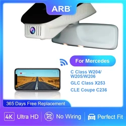 For Mercedes C-Class W204 W205 W206 & GLC X253, for Benz CLE Coupe C236 2023-2026, ARB 4K Dashcam Car Camera, WIFI APP Connect