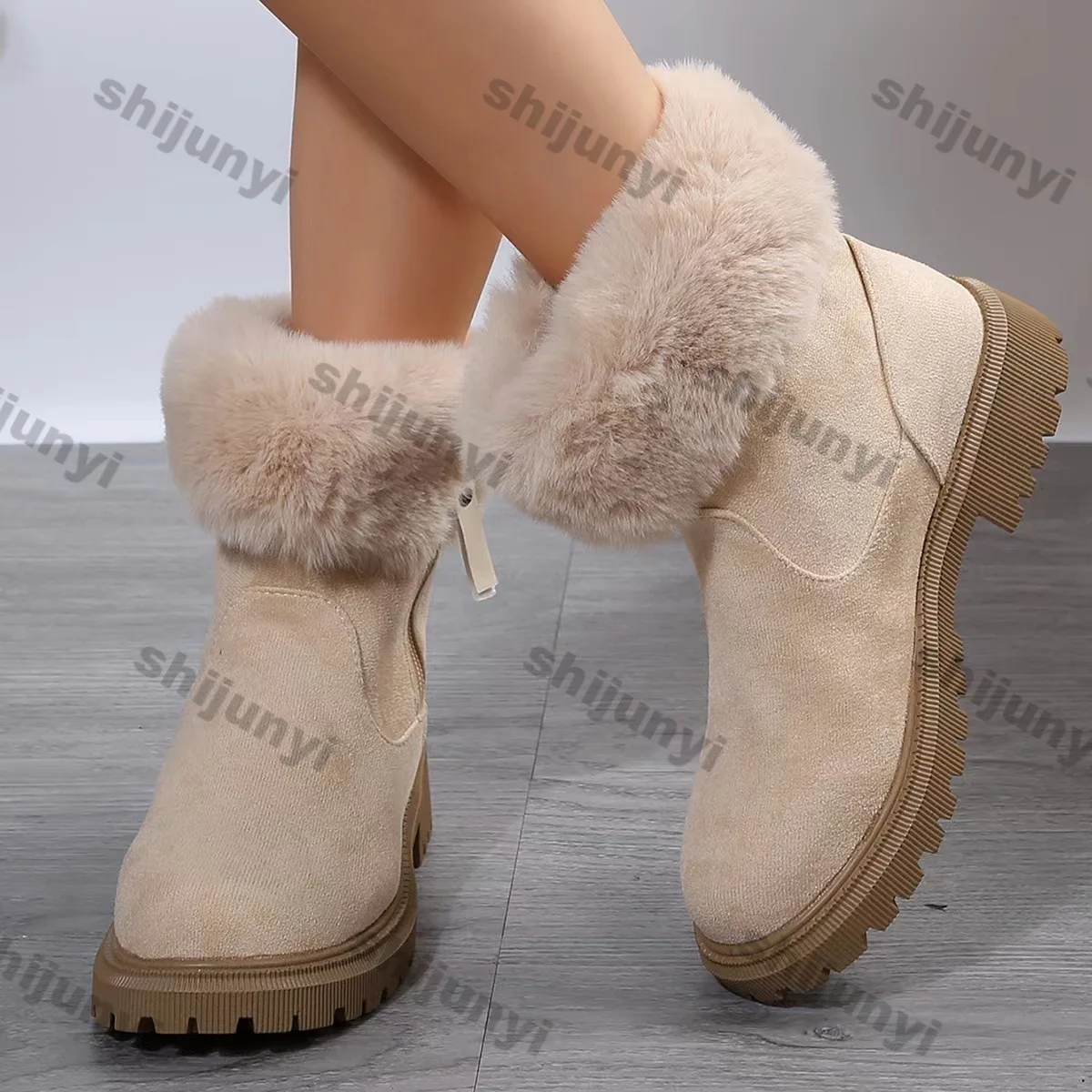 Winter women boots size 42 snow boots new plush comfort British outdoor zipper cold proof Anti slip warm ankle boots botas mujer