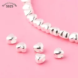 Genuine Real Pure Solid 925 Sterling Silver Heart Spacer Beads perline allentate piccoli cuori gioielli fai da te che fanno risultati