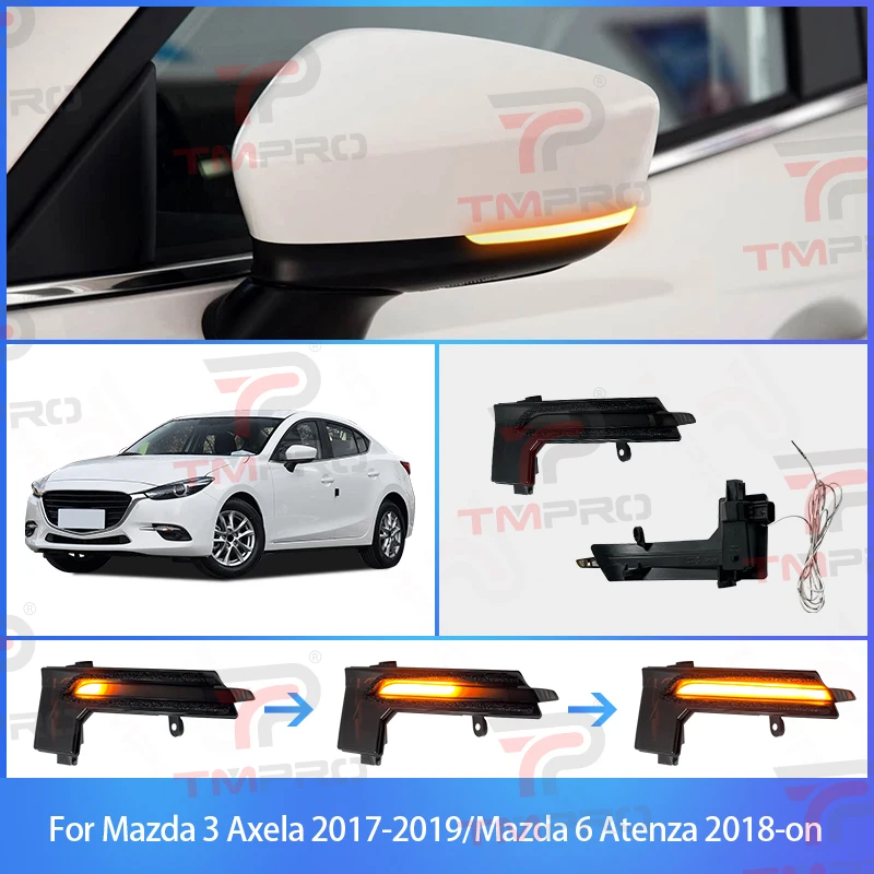 

Динамический светодиодный указатель поворота для Mazda 3 2017 2018 для Mazda 6 2018 2019 индикатор зеркала заднего вида последовательная мигалка 2 шт.