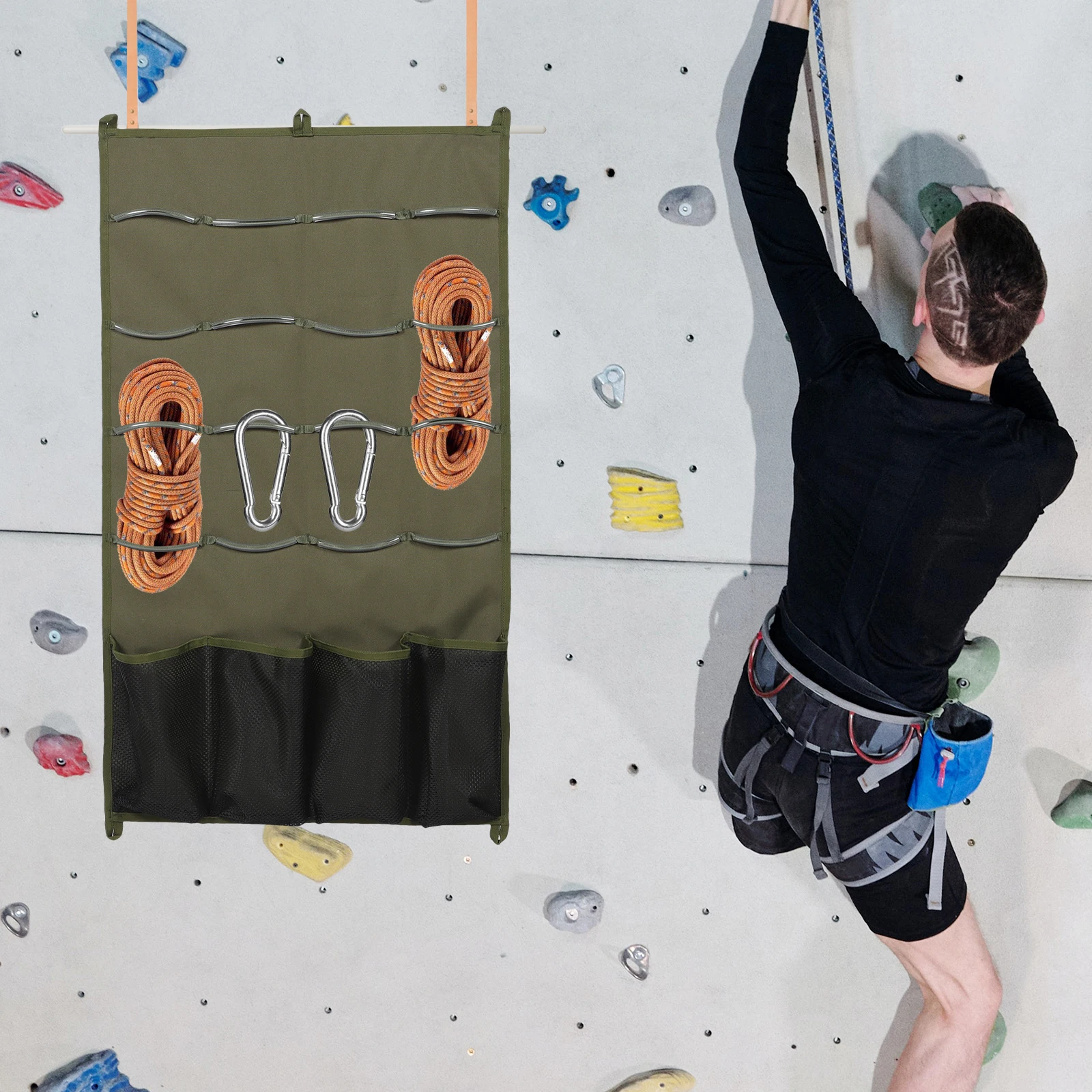 

Climbing Gear Bag 600D Polyester Oxford Material Multi Function Hooks ganizer Storage Camping Tools Outdoor Practical Wall
