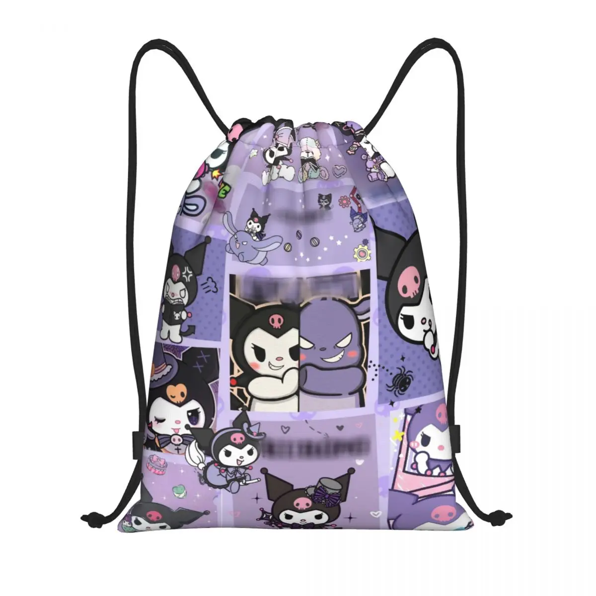 Kuromi Drawstring Back Pack Bag Travel Storage Package Teenagers Beach Tote Bag School Sport Shoe Bag Portable