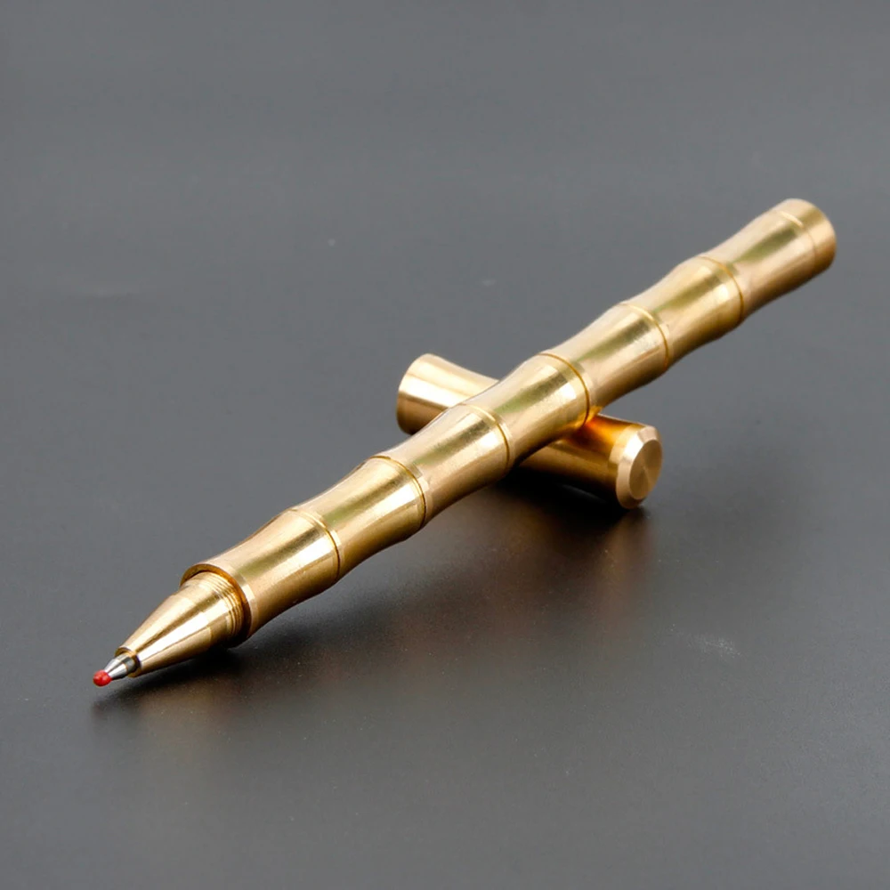 Luxury Brass Ballpoint Pen Bamboo Body Signature Rollerball Pen Decompress School Students Office Metal Stationery Gifts