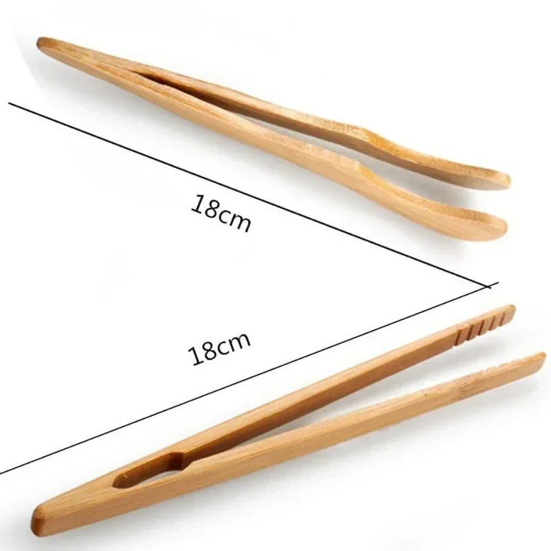 1 Pc Wooden Tea Tweezer Bacon Tea Clip Tongs Bamboo Salad Food Toast Bend Clip Straight Clips Kitchen Accessories Teaware