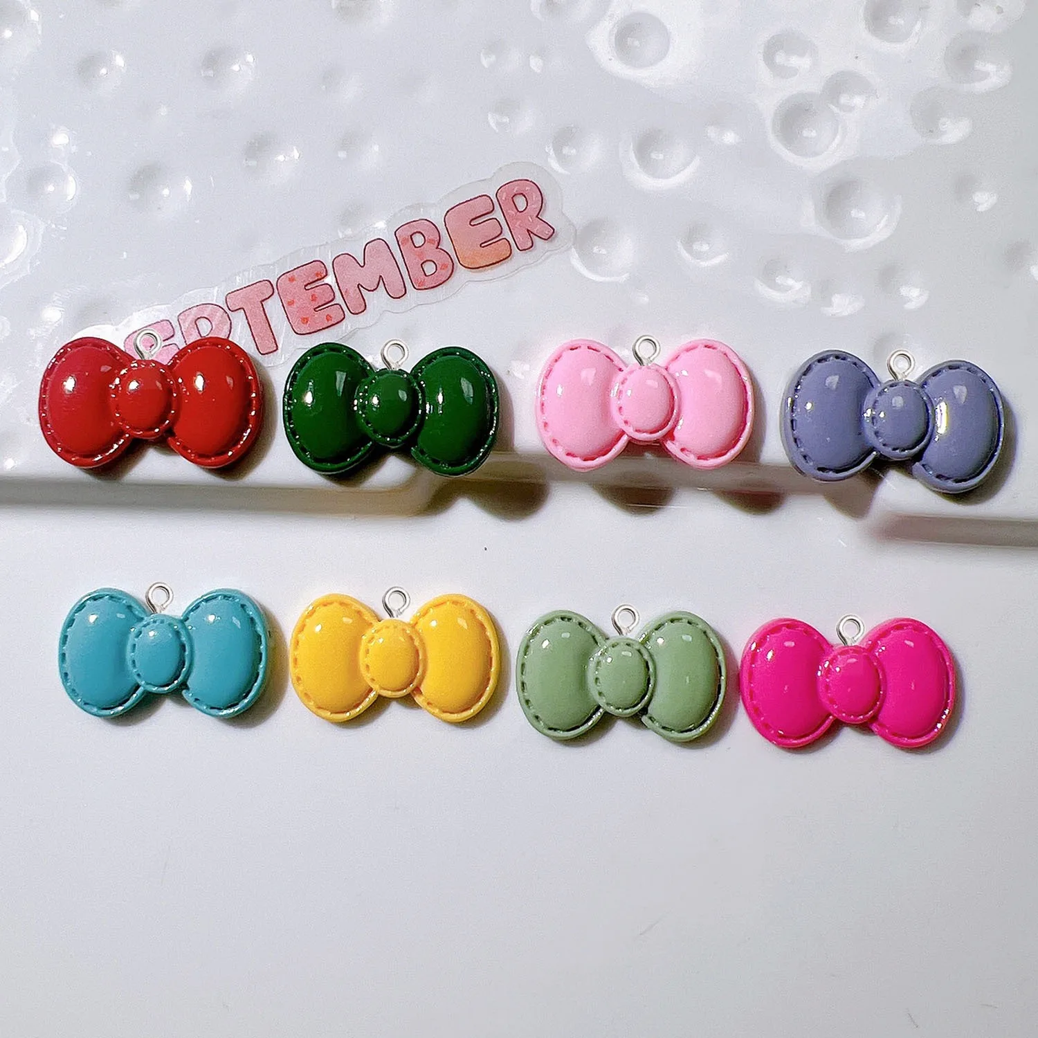 10Pcs Cute Cartoon Bowknot Resin Pendant For Jewelry Findings Accessories Earrings Keychain Necklace Decor Art Materials Charm