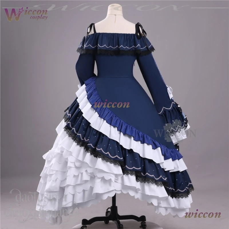 WUHU Anime Magical Girl Witch Trial Cosplay Natsume Anan Costume Kawaii Navy Blue White Cake Dress Goth Lolita Wigs Christmas - view 4