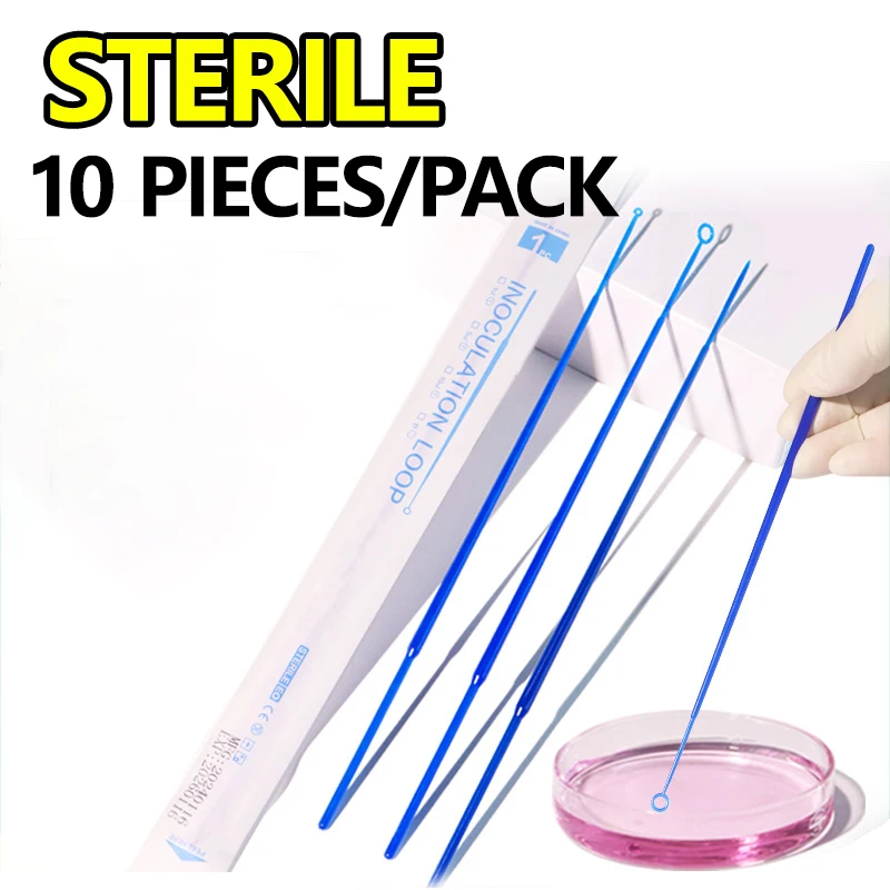 

100 pieces/10 packs of disposable sterile inoculation rings Microbial sampling stick Bacteria needle 1/5/10ul
