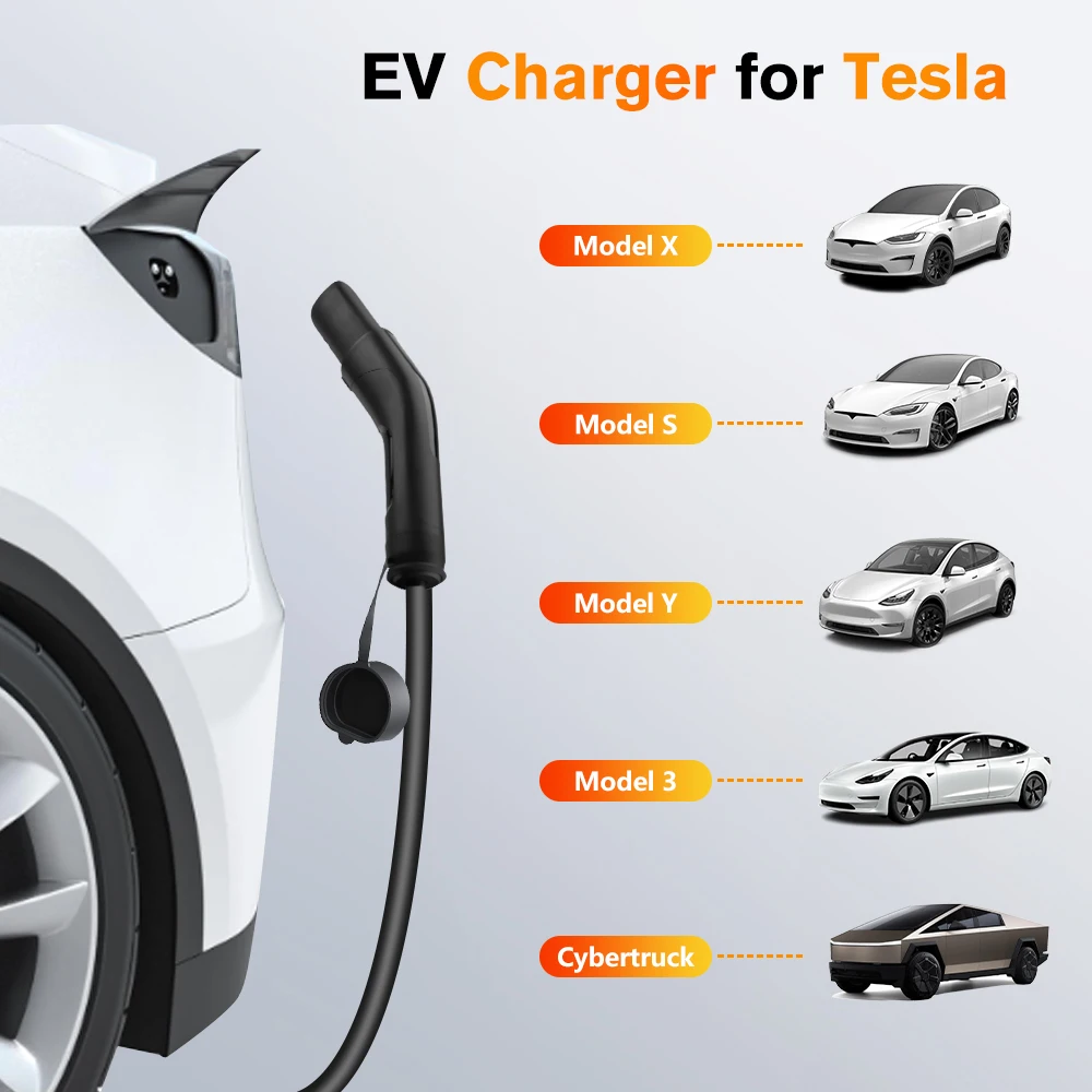 Junsun EV Charger Portable Level 1/2, 20FT Cable Electric Vehicle Charging Cable with NEMA 14-50P & 5-15P Plug, NACS Connector Compatible with Tesla Model X/Y/3/S, Adjustable Current Smart Car Charger for Home and Travel Use - view 4