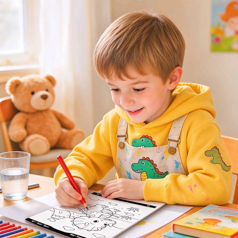 Coloring Book with Stickers - Vehicles & Dinosaur Theme Art Set for Adults & Teens, DIY Stress Relief Drawing
