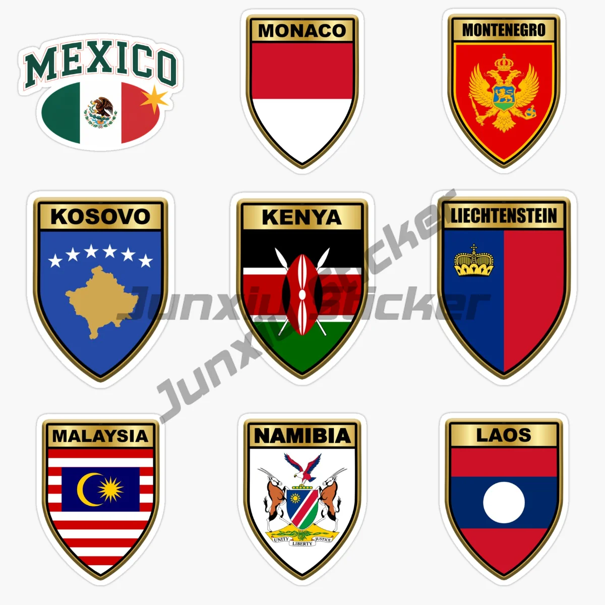 

KENYA KOSOVO LAOS LIECHTENSTEIN MALAYSIA MEXICO MONACO MONTENEGRO Flag Car Stickers Vinyl Self Adhesive Waterproof Stickers