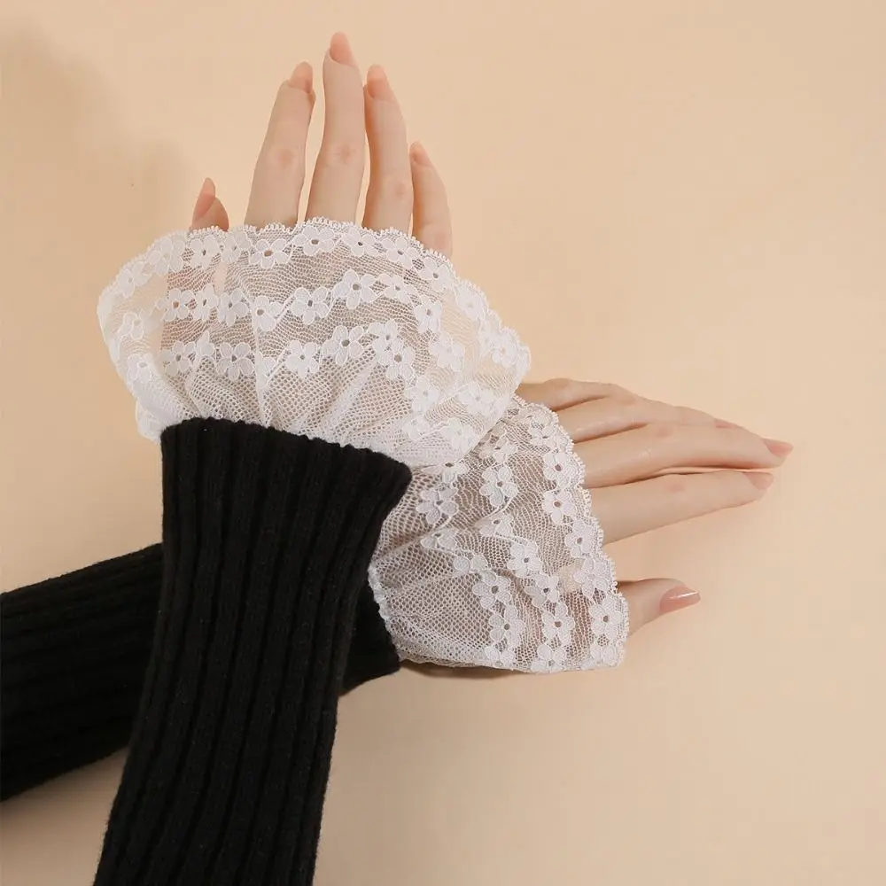 

New Embroidery Fake Cuff Detachable White False Sleeve Cuffs Sweater Cuffs Nail Art Accessories