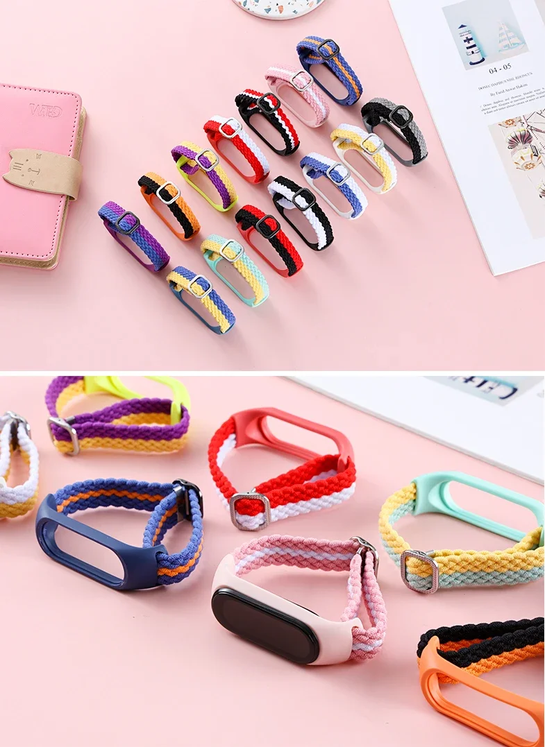 Bracelet for Xiaomi Mi band 6 7 Strap Elastic adjustable Nylon Braided solo loop Miband4 miband 5 correa Mi band 4 3 5 6 strap