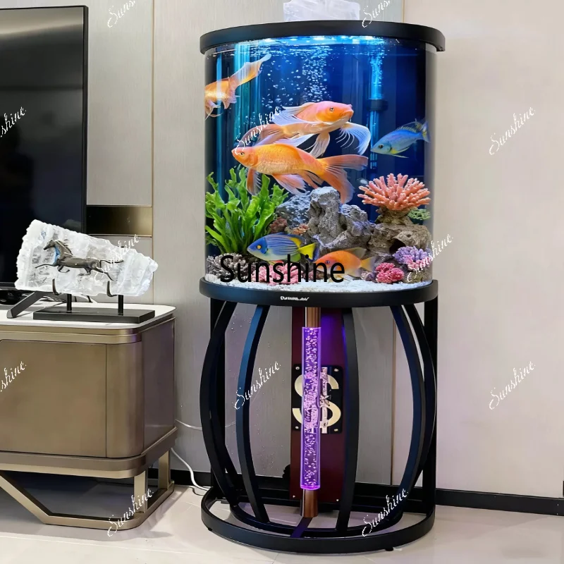 Semi-cylindrical living room small floor ecological intelligent acrylic aquarium free of water change