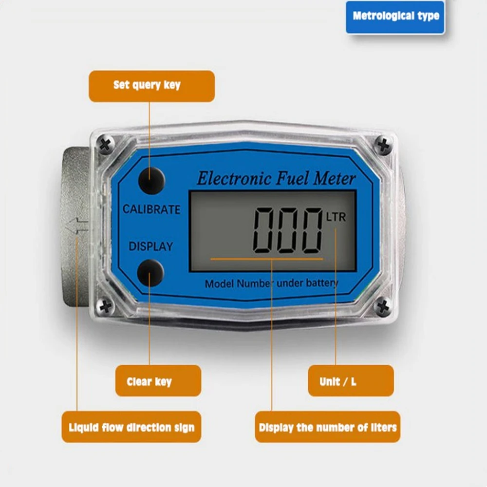 

Digital Turbine Flow Meter Portable Water Flowmeter LCD Display Oil Fuel Meter Flow Indicator Sensor Kerosene Gasoline Meter