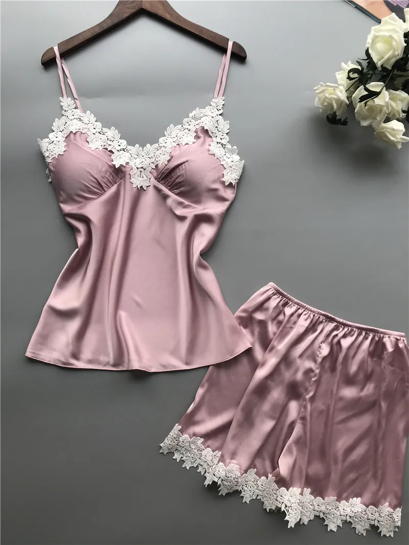 New European and American multi-color multi-size deep V waist lace suspender and lace shorts loungewear two-piece set