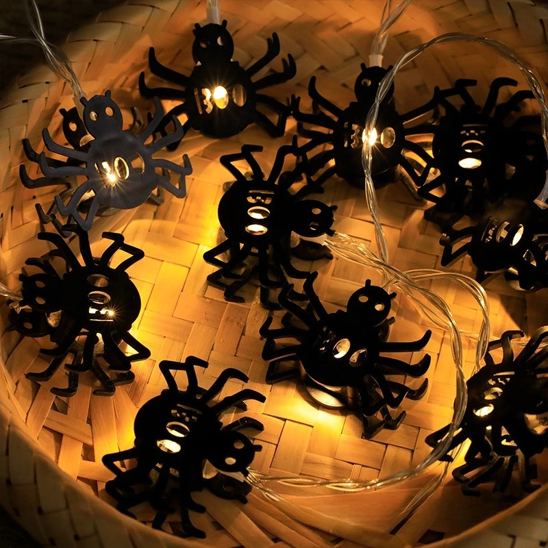 2026 Halloween LED String Lights Spider Bat Witch Skeleton Teru Teru Bozu Colorful Lamp Holiday Decor Ornament