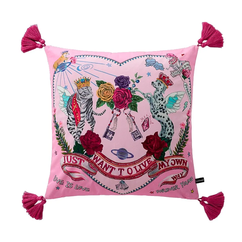 Pink Pillow Luxury Zebra Leopard Print Cushion Case Flora Velvet Decorative Pillow Cover For Sofa Chair Home Decorations