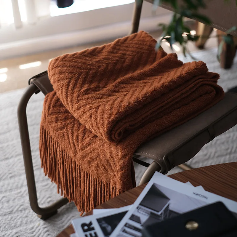 Vintage Winter Knitted Blanket Solid Multifunctional Acrylic Blanket Extended Bed Towel Cover Blankets Warm Shawl 130x240cm