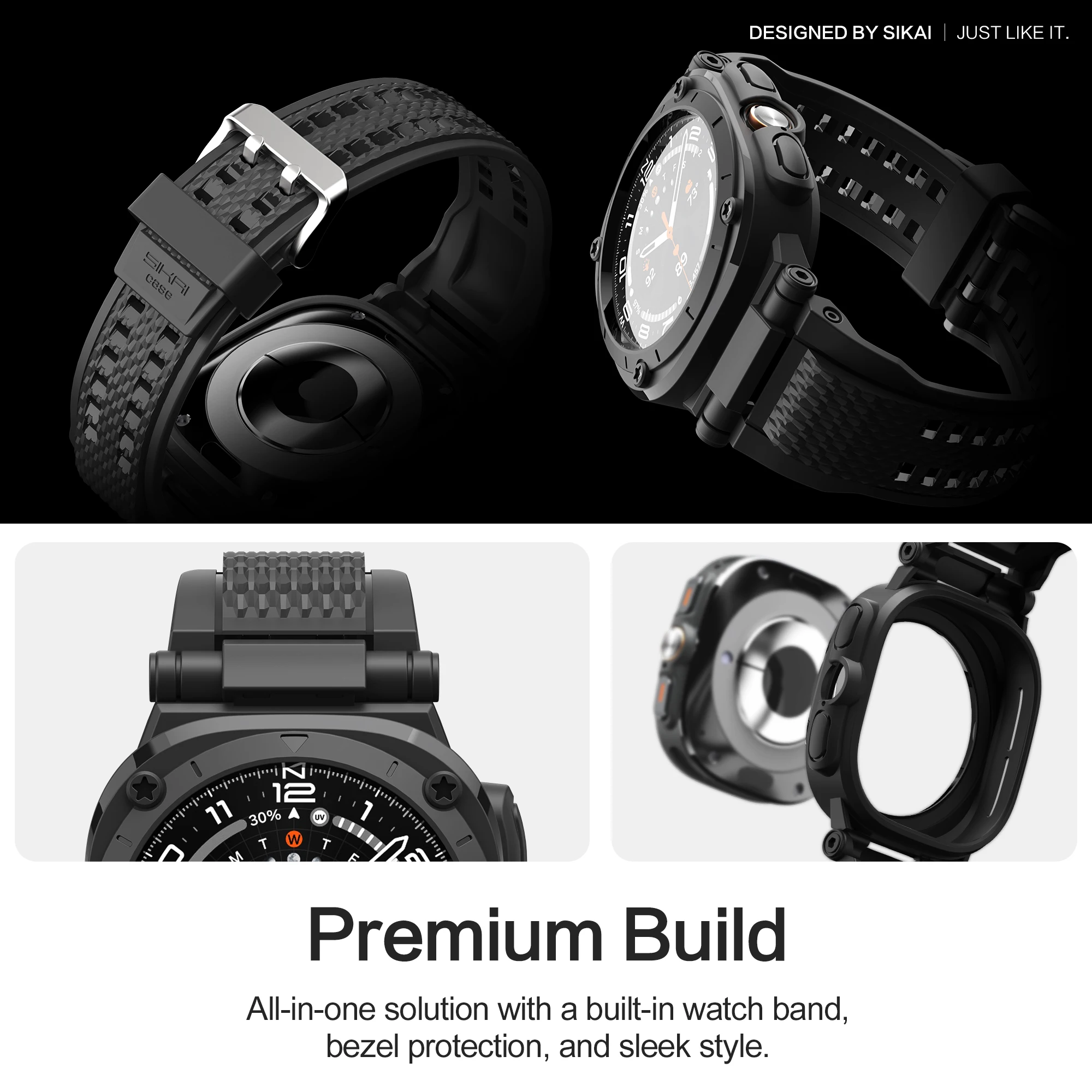 Bracelet SIKAI TPU pour Samsung Galaxy Watch Ultra 47mm 360 °   Conception intégrée de protection avec résistance anti-rayures/chocs/chute