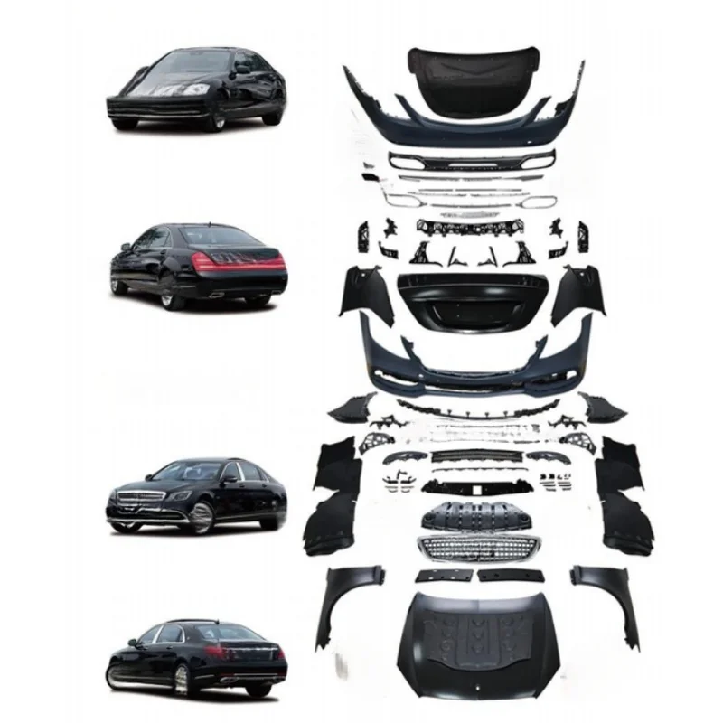 High Quality Retrofit Body Kit With Bumper Headlights Mudguards Side Mirrors Engine Cover For S Class W221 Tuning Parts