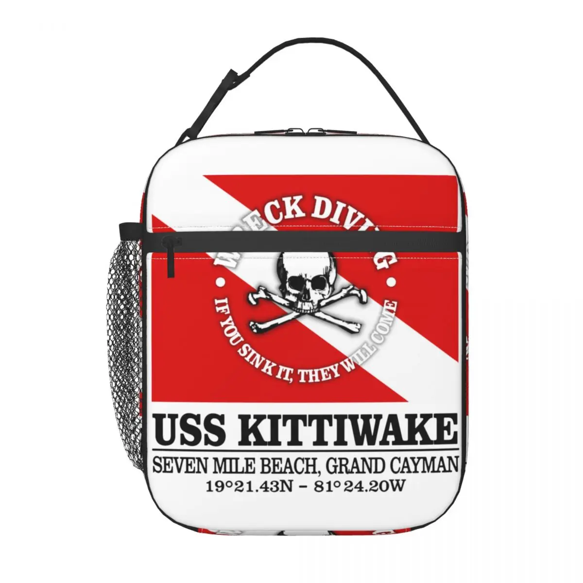 USS Kittiwake Scuba Diving Resuable Lunch Boxes Leakproof Diver Dive Flag Thermal Cooler Food Insulated Lunch Bag Office Work