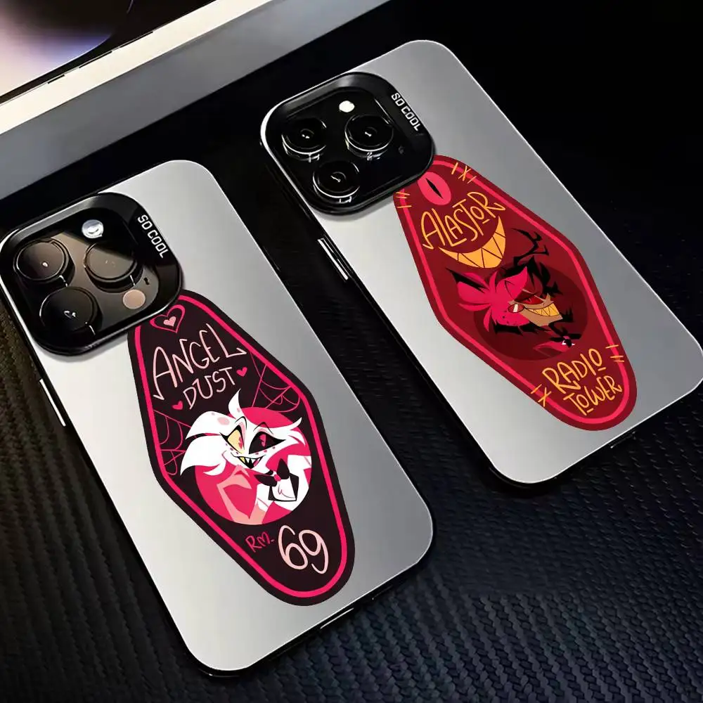 

H-Hazbin HotelS VOX Trust Us Phone Case For iPhone17,16,15,14,13,12,11 Plus,Pro Max Black Border Silver Plated Cover