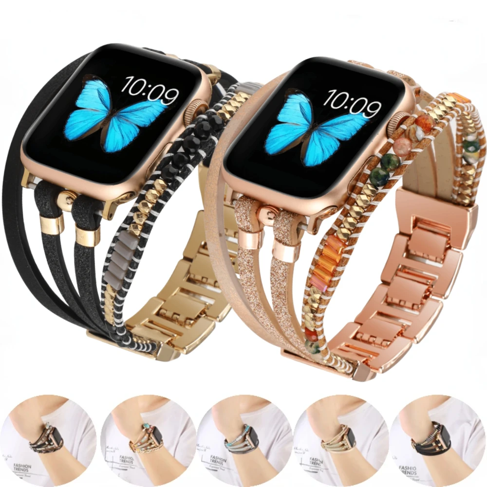 Pulseira de jóias para apple watch ultra 3 49mm 11 10 9 8 7 46mm 45mm 41mm feminino metal estilo boêmio cinto iwatch 6 5 4 se 44mm 40mm