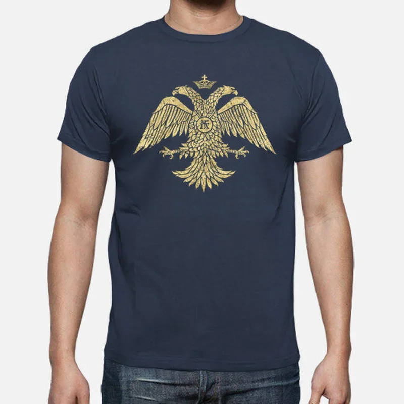 Vintage Gold Byzantine Empire Eagle T-Shirt 100% Cotton O-Neck Short Sleeve Summer Casual Mens T-shirt Streetwear