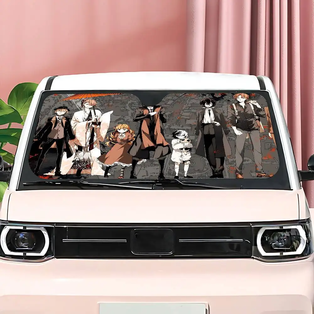 أنيمي B-Bungo S-Stray D-Dogs سيارة الشمس الظل نافذة أمامية ظلة لمعظم سيارات السيدان SUV كتل ماكس الأشعة فوق البنفسجية إبقاء سيارتك باردة