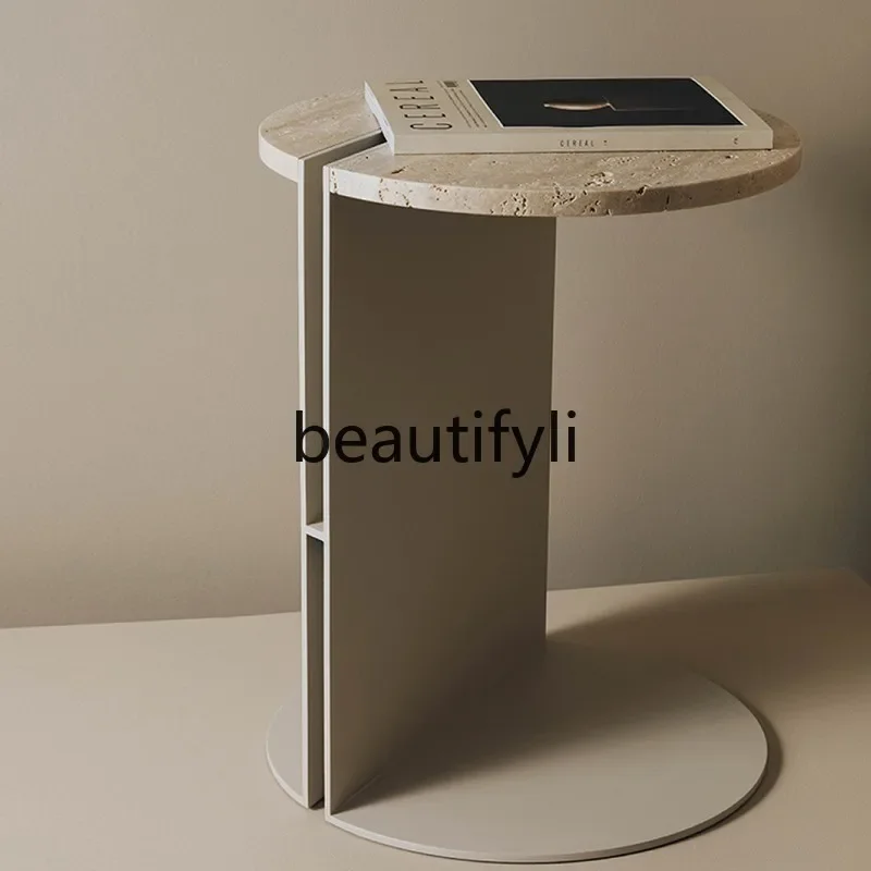 

B6 Cream wind living room sofa small coffee table movable Nordic marble corner table