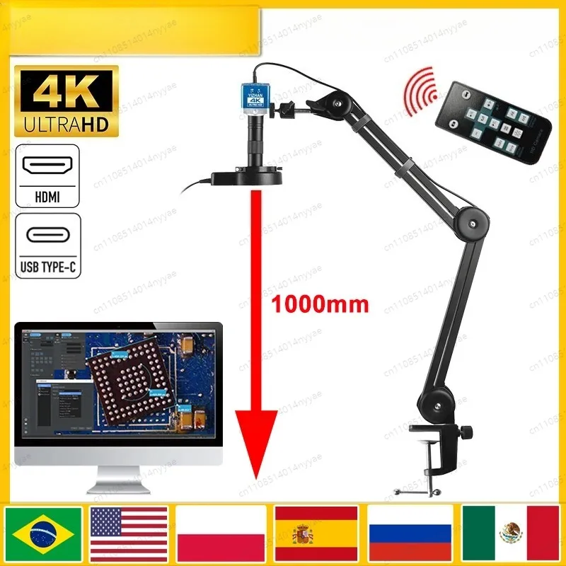 YIZHAN 150X Zoom Lens Electron Video Microscope 4K 49MP UHD Microscope Camera HDMI Type-C 1080P 60FPS Industrial Welding Tools
