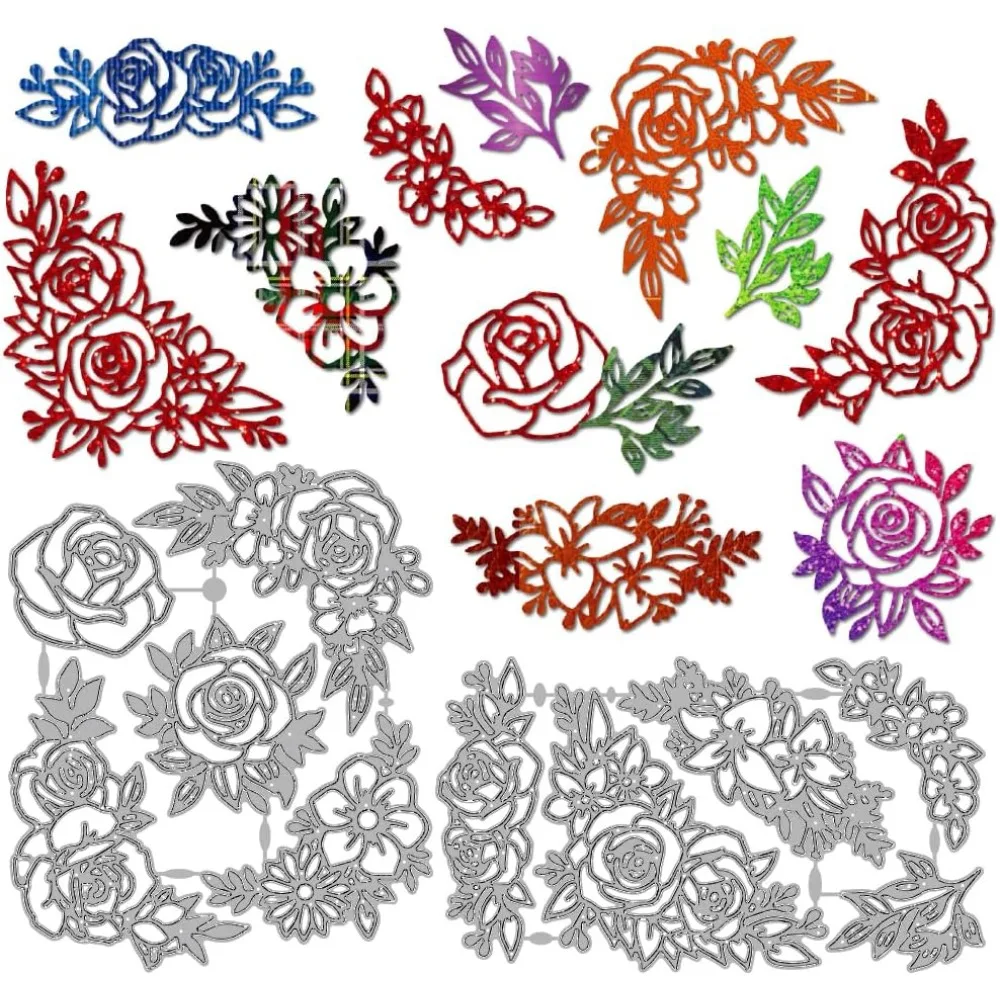 Schneideformen aus Kohlenstoffstahl mit Rosenblatt-Motiv für DIY-Scrapbooking, Fotoalbum, dekorative Prägung, Papierkarten, Blumen