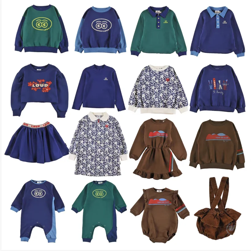 Kids Sweatshirt Set 2026 Winter New Cute Fleece Thickened Warm Boys Girls Paneled Sweatshirt Pants Cotton Printed Girls Dress