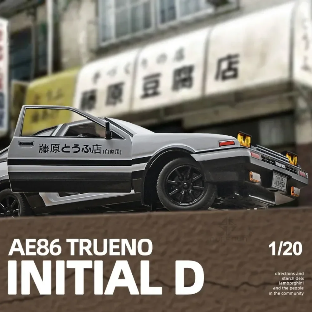 1:24 Initial D Toyota Trueno AE86 Alloy Diecast Car Model Sports Car Toys For Kids Adults Pull Back Vehicles Toy Cars Black Hood