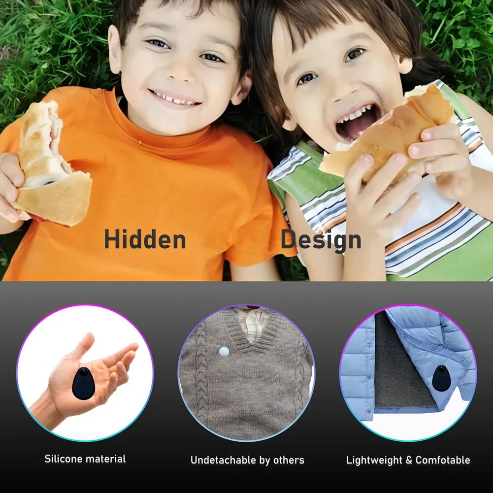 Kids Silicone Waterproof Holder for Airtag Hidden GPS Tracker Case with Safety Pin Black ZZM