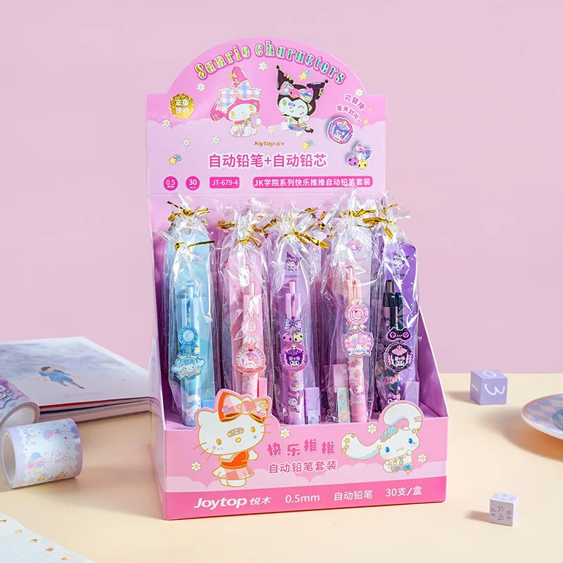 20/30pcs Sanrio Kuromi Melody Cinnamoroll Mechanical Pencil Set Cute 0.5MM Drawing Writing Automatic Pen School Office Supplies