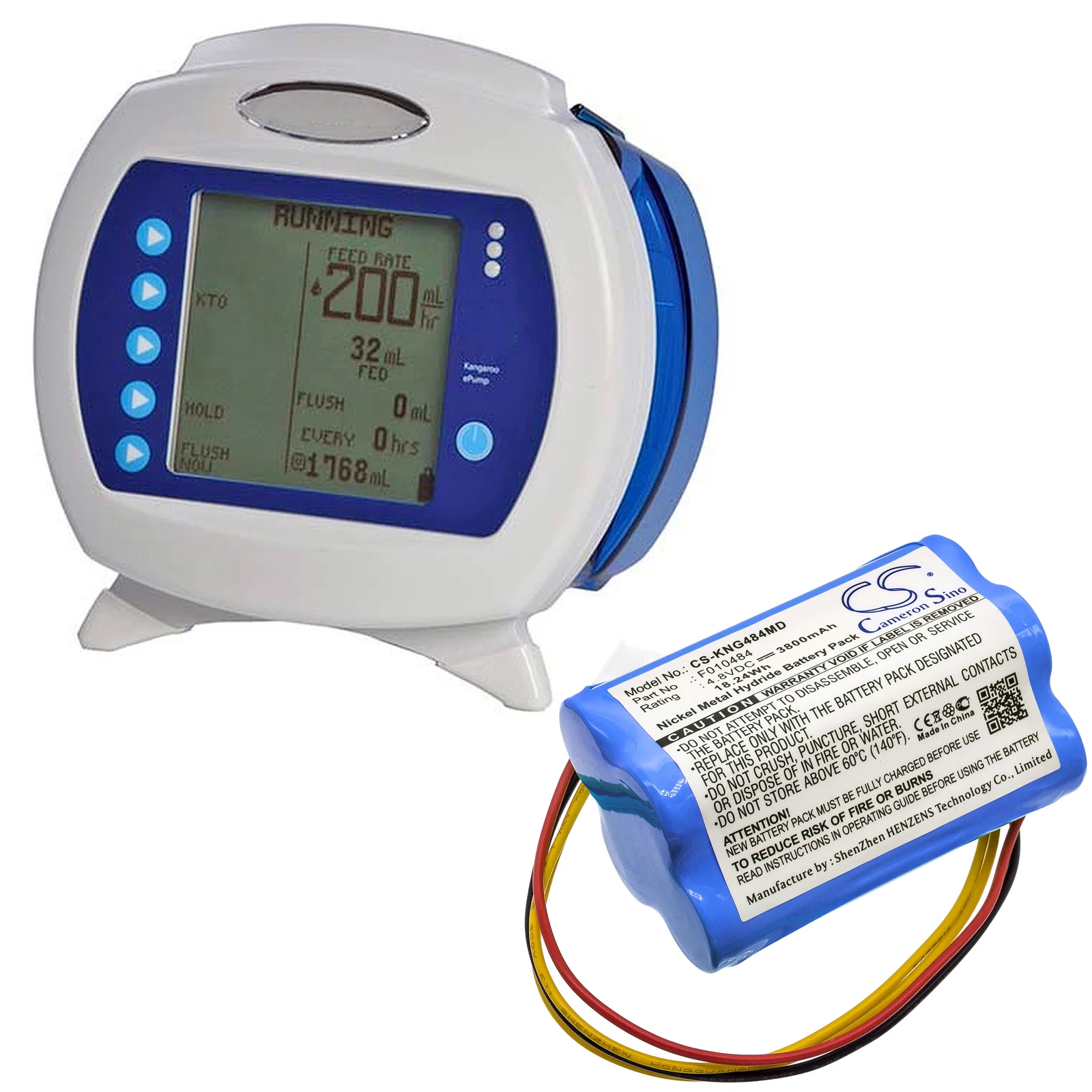 3800mAh / 18.24Wh Medical Battery For Covidien:1041411,382400,B11404,F010484,ePump Enteral Feeding Pump,ePump Feeding Pump,