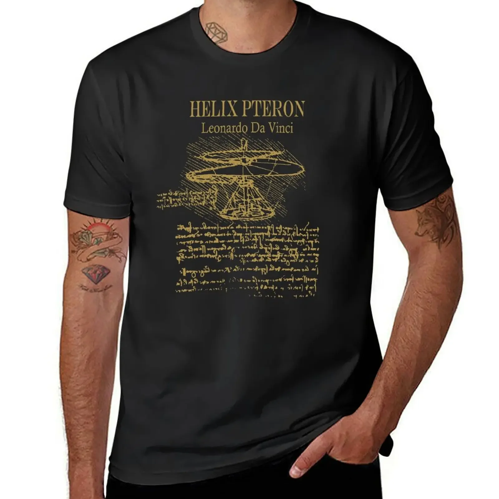 Leonardo da Vinci - Helix Pteron - Propeller - Helicopter T-Shirt Blouse T-shirts oversize t shirts for men cotton