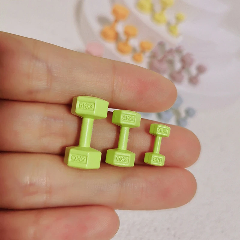 1Pcs 1/12 Dollhouse Miniature Barbell Dumbbells Fitness Gym Mini Dumbbells Model Toys Weights Lifting Equipment Accessories