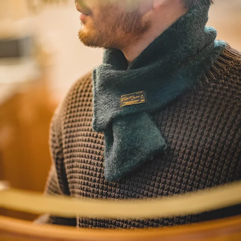 Maden خمر الشتاء الموهير وشاح محبوك الأوشحة الرجال والنساء الدافئة يندبروف بلون بسيط موضة صغيرة الحجم طوق وشاح