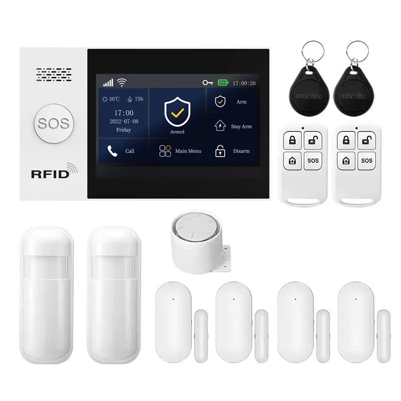 PGST Einbruchmelder Set intelligent WiFi 2G GSM Works with Tuya Smart Life drahtloses Sicherheitssystem für Haus Wohnung Büro App Steuerung einfache Installation ohne monatliche Gebühren