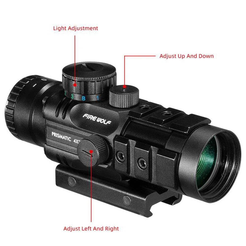 Tactical Scope 4X32 Hunting Optical Sight  Green Red Dot Light Cross Spotting Scope for Hunting