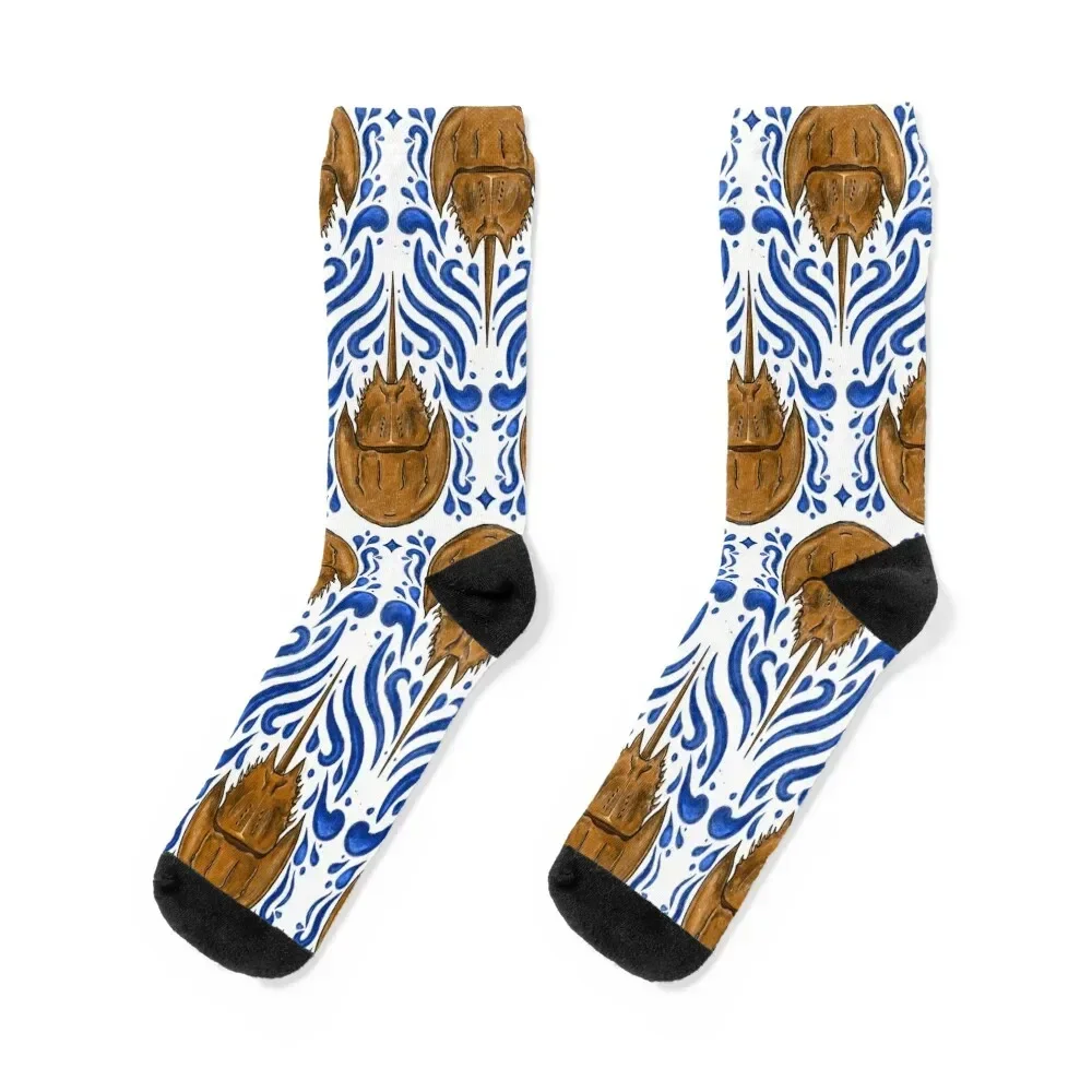 Horseshoe Crab Blue Swirl Pattern Socks Children's Sports Socks Female Men's