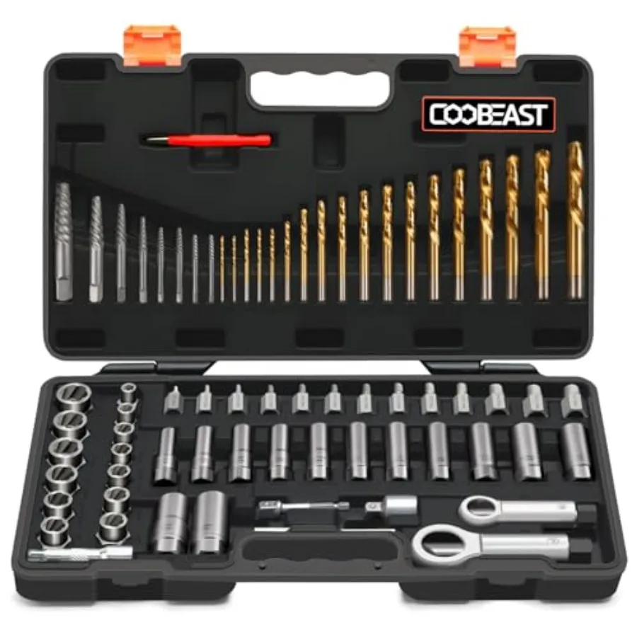 

Coobeast Bolt Extractor Kit for Men's Gift, Easy Out Screw Extractor Set, Lug Nut Removal Tool with Left Hand Drill Bit Set for