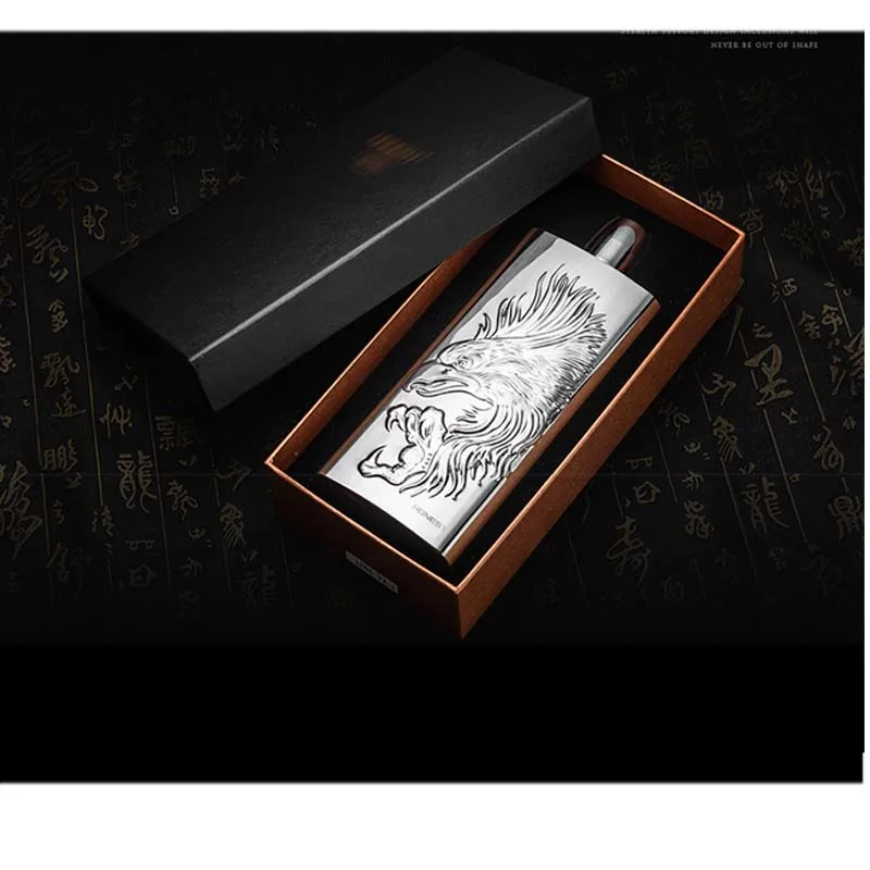 

17 унций орла узор на открытом воздухе портативная карманная фляжка фляжка для виски напиток контейнер для алкоголя подарочная коробка водка бутылка инструменты